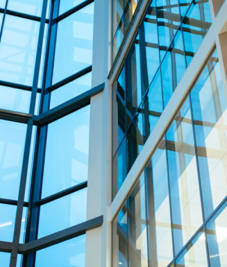 Modern,Blue,Glass,Wall,Of,Office,Building